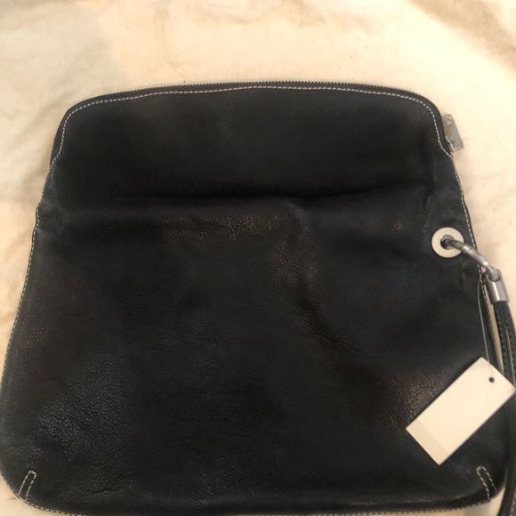 Talbots Black Leather Foldover clutch bag NWT - Picture 4 of 6